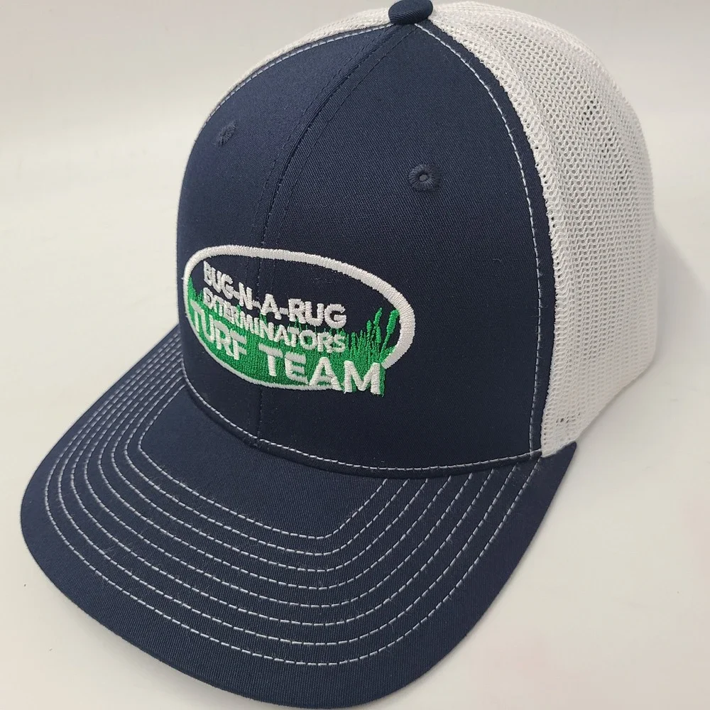 Bug-N-A-Rug Exterminators Hat‎ Snapback Trucker Richardson Blue White Turf Team